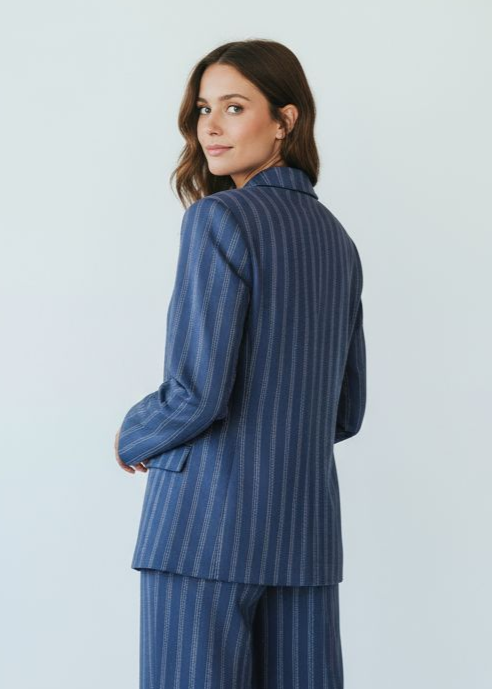 Veste ICHI bleu et rayure fine dos