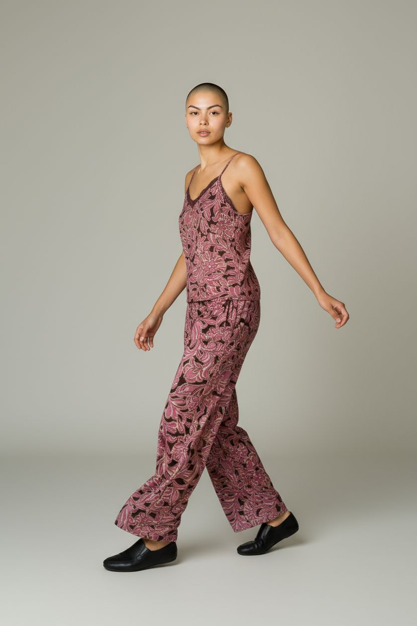 Pantalons Molly Bracken Rose effet velours