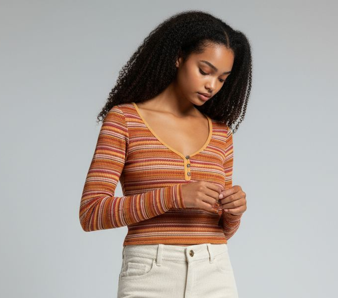 T-shirt manche longue Roxy colore a rayures focus