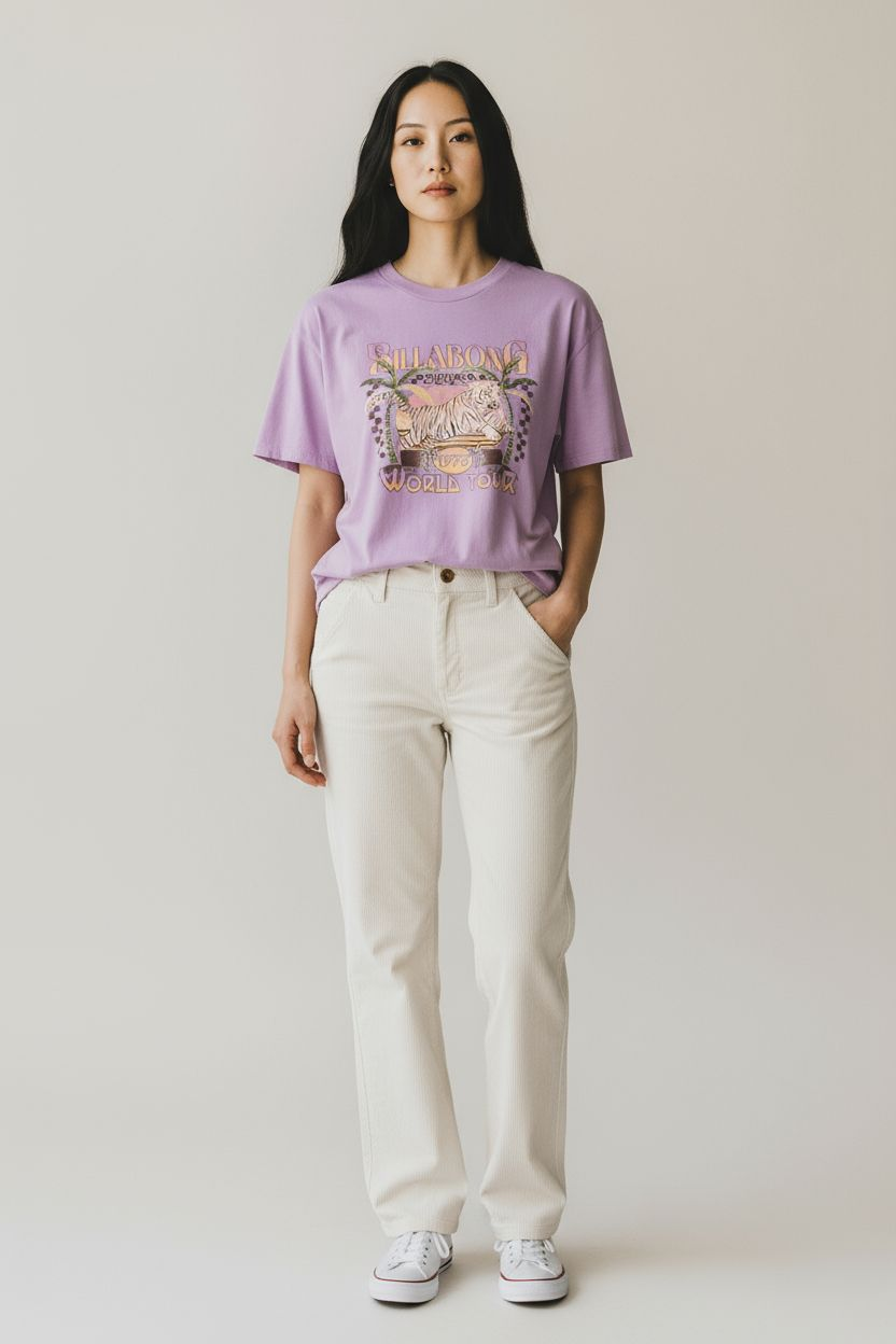 T-shirt vintage rose Billabong imprime tigre