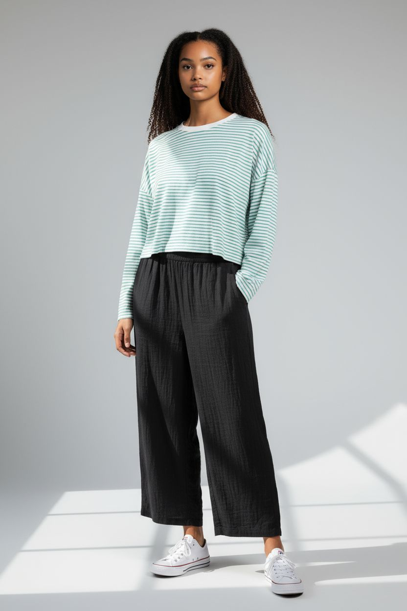 Pantalon noir Rip Curl en coton gaufre