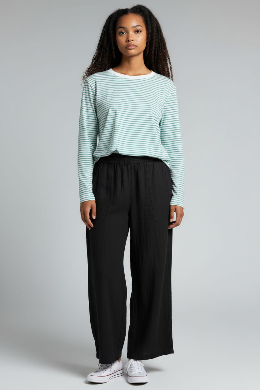 Pantalon noir Rip Curl en coton gaufre face