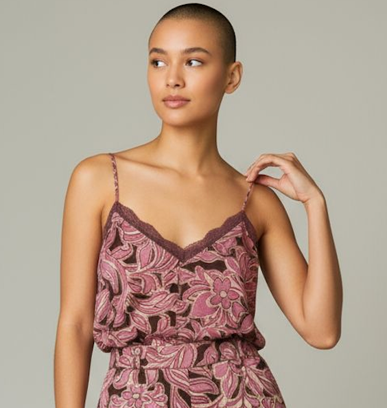 Camisole Molly Bracken effet velours rose 
