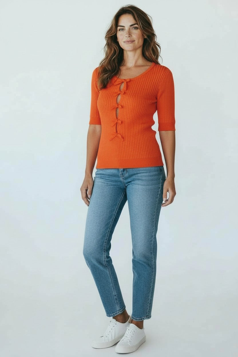 Chandail ICHI Orange avec petits noeuds