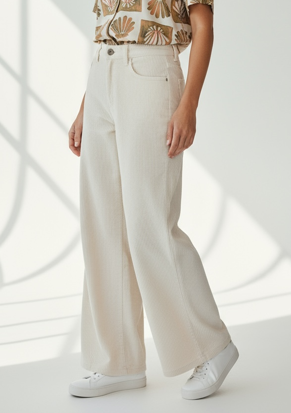 Pantalon billabong blanc/beige en corduroy close up