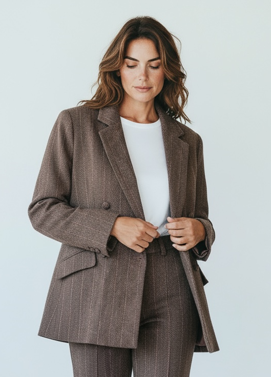 Veston Molly Bracken en laine marron close up