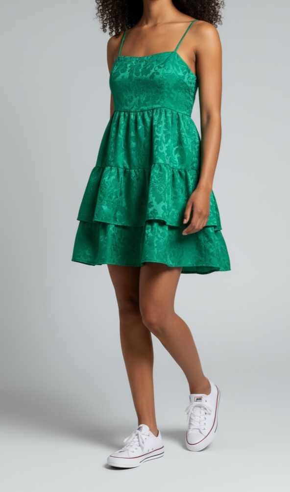 Robe courte verte Maaji casual close up