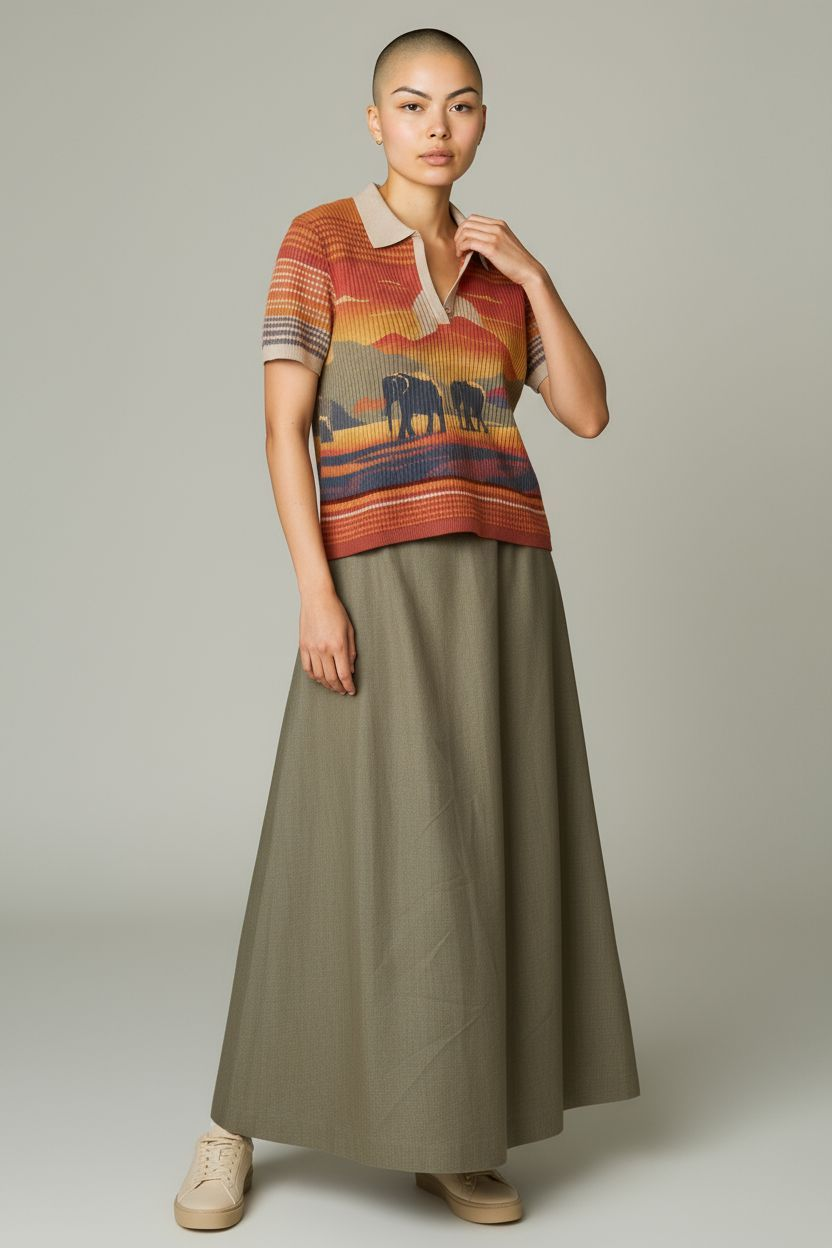 Polo Desigual "safari" colore orange jaune blanc