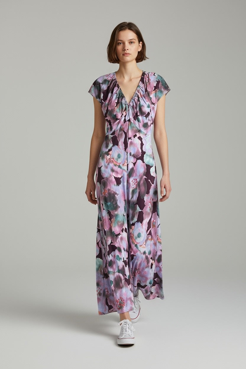 Robe longue Rails mauve et vert