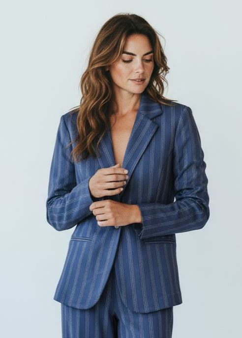 Veste ICHI bleu et rayure fine